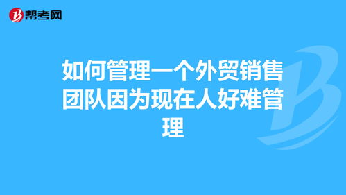 如何管理一个销售团队(管理好销售团队的方法)